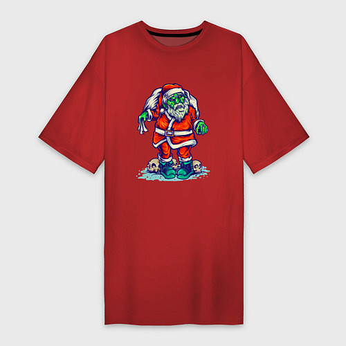 Женская футболка-платье Зомби Клаус / Красный – фото 1