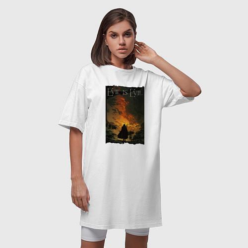 Женская футболка-платье Evil is Evil Зло есть зло / Белый – фото 3