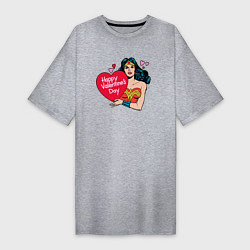Футболка женская-платье Wonder Woman Valentine, цвет: меланж
