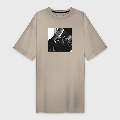 Женская футболка-платье OBLADAET SLEEPKNOT / Миндальный – фото 1