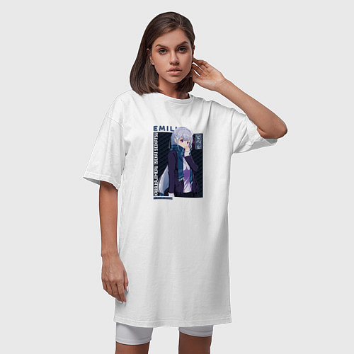 Женская футболка-платье Re:Zero Жизнь с нуля в альтернативном мире, Эмилия / Белый – фото 3