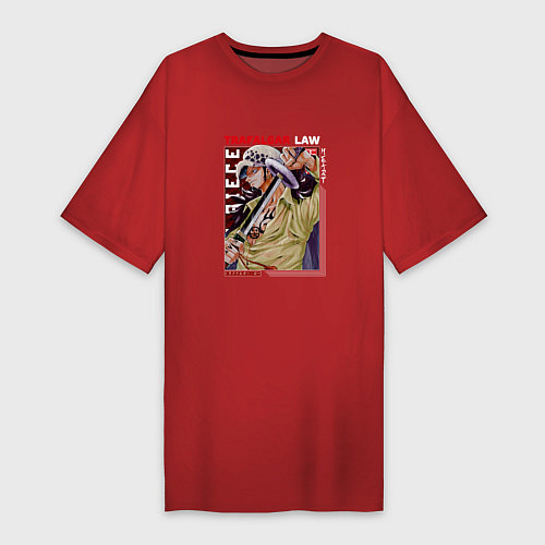Женская футболка-платье Ван-Пис One Piece, Трафальгар Ло, / Красный – фото 1