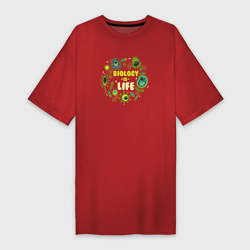 Женская футболка-платье Biology Is Life / Красный – фото 1