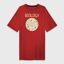 Футболка женская-платье Biology, цвет: красный