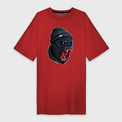 Футболка женская-платье Scream gorilla, цвет: красный