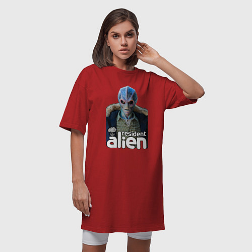 Женская футболка-платье Resident alien / Красный – фото 3
