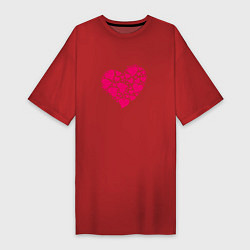 Футболка женская-платье Сердца любовь, цвет: красный