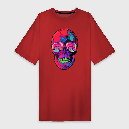 Женская футболка-платье Skull & bicycle / Красный – фото 1