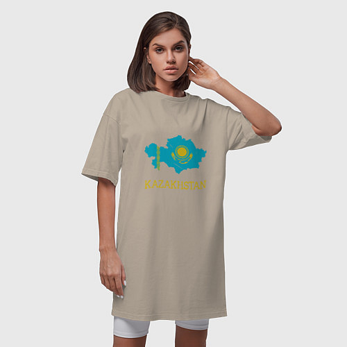Женская футболка-платье Map Kazakhstan / Миндальный – фото 3