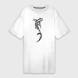 Женская футболка-платье Акула-лисица, татуировка
