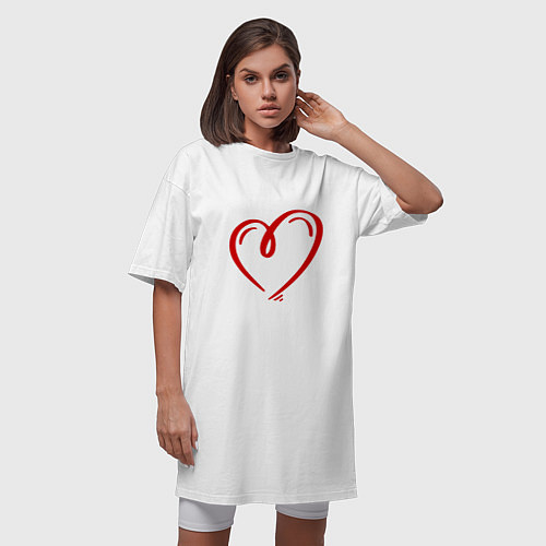 Женская футболка-платье СЕРДЦЕ И НИЧЕГО ЛИШНЕГО просто сердце / Белый – фото 3