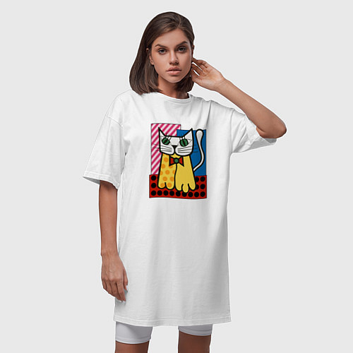 Женская футболка-платье Ромеро Б Кот / Белый – фото 3