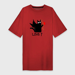Футболка женская-платье LOVE CAT WHAT cat, цвет: красный