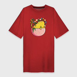 Женская футболка-платье Цветочный котя