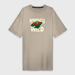 Футболка женская-платье Миннесота Уайлд, Minnesota Wild, цвет: миндальный