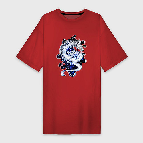Женская футболка-платье Дракон Хаку - хранитель реки / Красный – фото 1