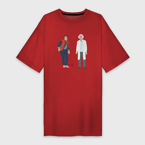 Женская футболка-платье Назад в будущее делориан 2022 / Красный – фото 1