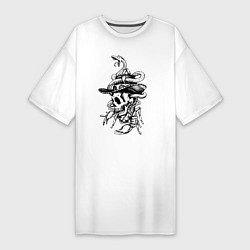 Женская футболка-платье Череп, скорпион и змея