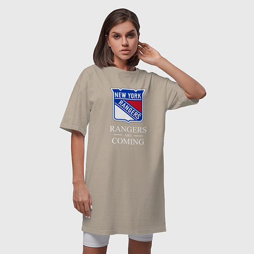 Женская футболка-платье Rangers are coming, Нью Йорк Рейнджерс, New York R / Миндальный – фото 3