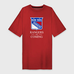 Футболка женская-платье Rangers are coming, Нью Йорк Рейнджерс, New York R, цвет: красный