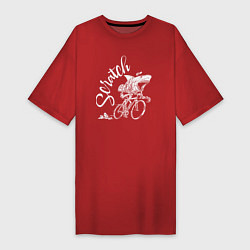 Футболка женская-платье Scratch - трековые велогонки, цвет: красный