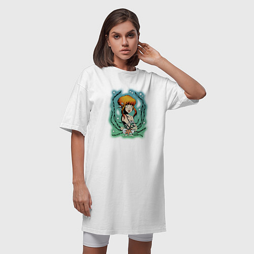 Женская футболка-платье Мрачная русалка by Knyaga / Белый – фото 3
