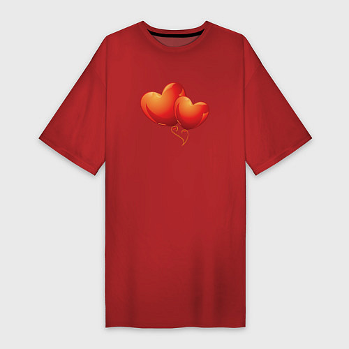 Женская футболка-платье Воздушные Сердца Любовные Шары / Красный – фото 1