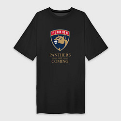 Футболка женская-платье Panthers are coming Florida Panthers Флорида Панте, цвет: черный