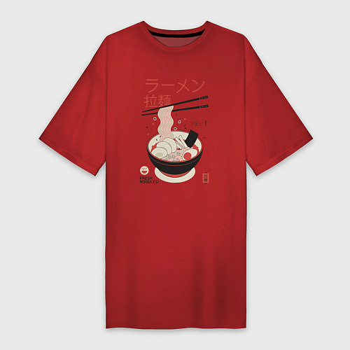Женская футболка-платье Японский стиль рамен / Красный – фото 1
