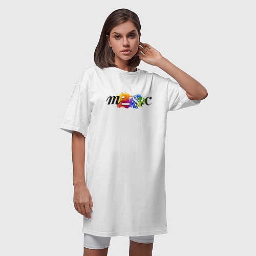 Женская футболка-платье Music Цветная Портрет / Белый – фото 3