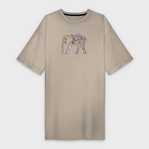 Женская футболка-платье Африканский слон в попоне / Миндальный – фото 1