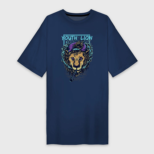 Женская футболка-платье Юный лев / Тёмно-синий – фото 1