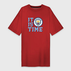 Футболка женская-платье It is Manchester City Time, цвет: красный