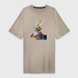 Женская футболка-платье Цветной олень Colored Deer