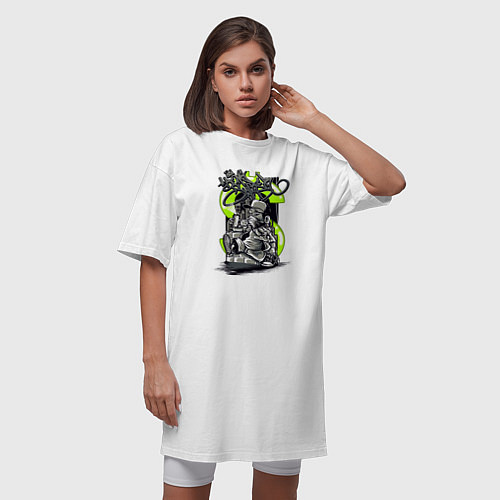Женская футболка-платье Мужчина с баллончиком краски / Белый – фото 3
