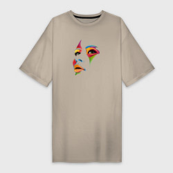 Женская футболка-платье Разноцветное лицо