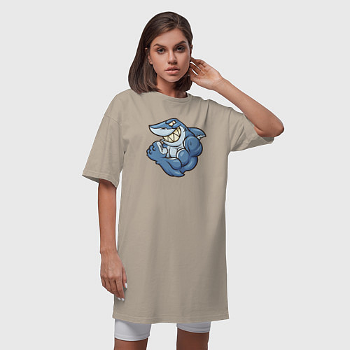 Женская футболка-платье Акула с бицухой shark / Миндальный – фото 3