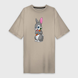 Женская футболка-платье Зайчик с морковкой!