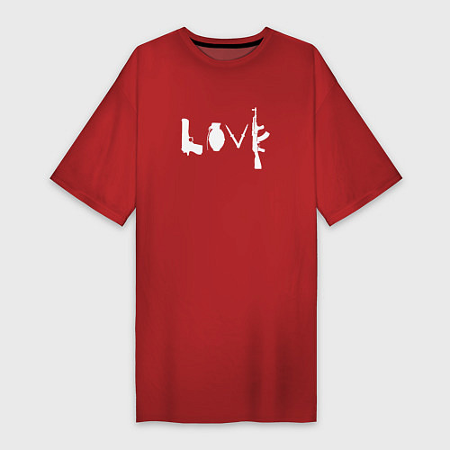 Женская футболка-платье Banksy LOVE Weapon / Красный – фото 1