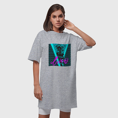Женская футболка-платье Неоновый принт с Мэрилин Монро / Меланж – фото 3
