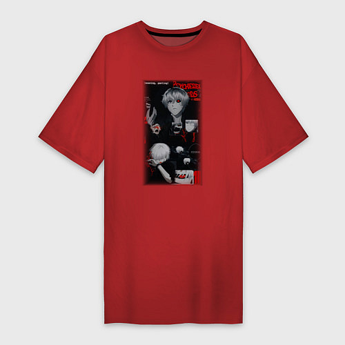 Женская футболка-платье Dead Inside Tokyo Ghoul Токийский Гуль / Красный – фото 1