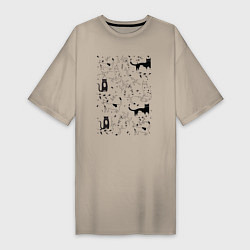 Женская футболка-платье Cats Pattern