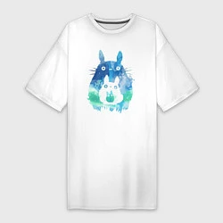 Женская футболка-платье Семья кроликов Акварель