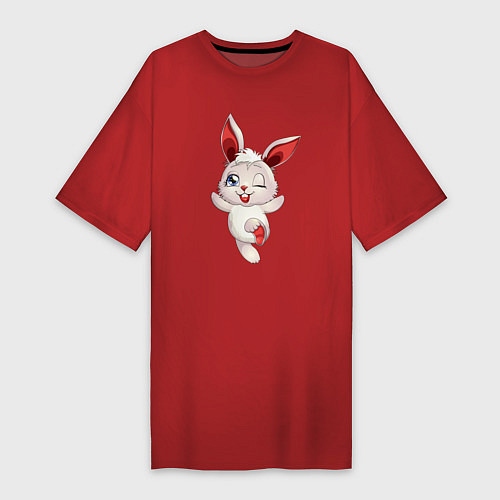 Женская футболка-платье Шустрый зайчишка / Красный – фото 1