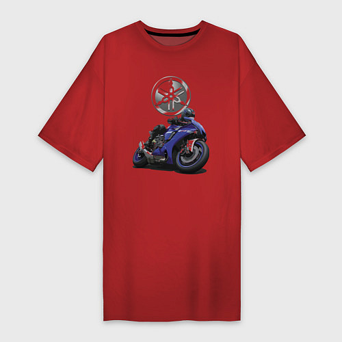 Женская футболка-платье Yamaha Racing team / Красный – фото 1