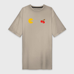 Футболка женская-платье Pac-man 8bit, цвет: миндальный