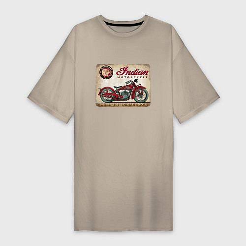Женская футболка-платье Indian motorcycle 1901 / Миндальный – фото 1