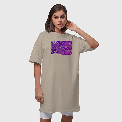 Женская футболка-платье Purple wave / Миндальный – фото 3