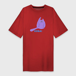 Женская футболка-платье Кот с поднятой лапой Хоба