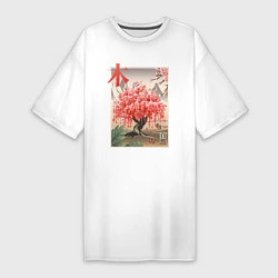 Женская футболка-платье Цветущая Сакура Япония